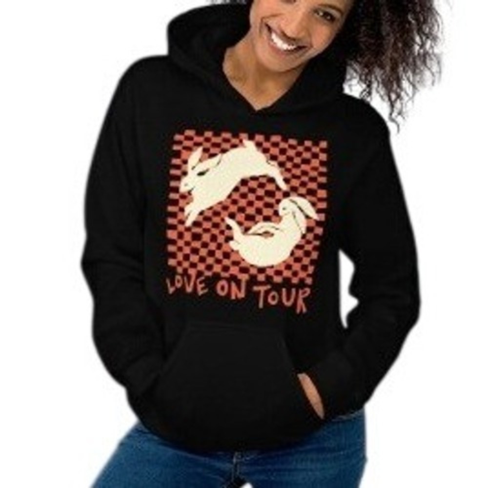 Harry Styles Love on Tour Black w/Orange Rabbits Hoodie Sweatshirt READ